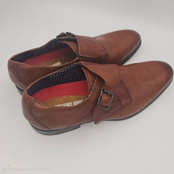 Stacy Adams Karcher Monk Strap Cognac Leather Dress Shoes 11M main image 11
